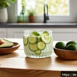Home 20 퍼스널 케어 제품으로 만드는 뷰티 팩 - A bright, airy kitchen scene featuring natural skincare ingredients arranged on a wooden countertop:...