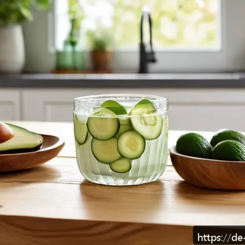 Home 32 퍼스널 케어 제품으로 만드는 뷰티 팩 - A bright, airy kitchen scene featuring natural skincare ingredients arranged on a wooden countertop:...
