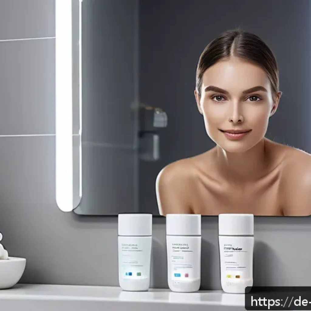 퍼스널 케어 제품의 사용자 경험 향상 전략 - A modern bathroom scene featuring a sleek smart skincare device with integrated sensors and a digita...